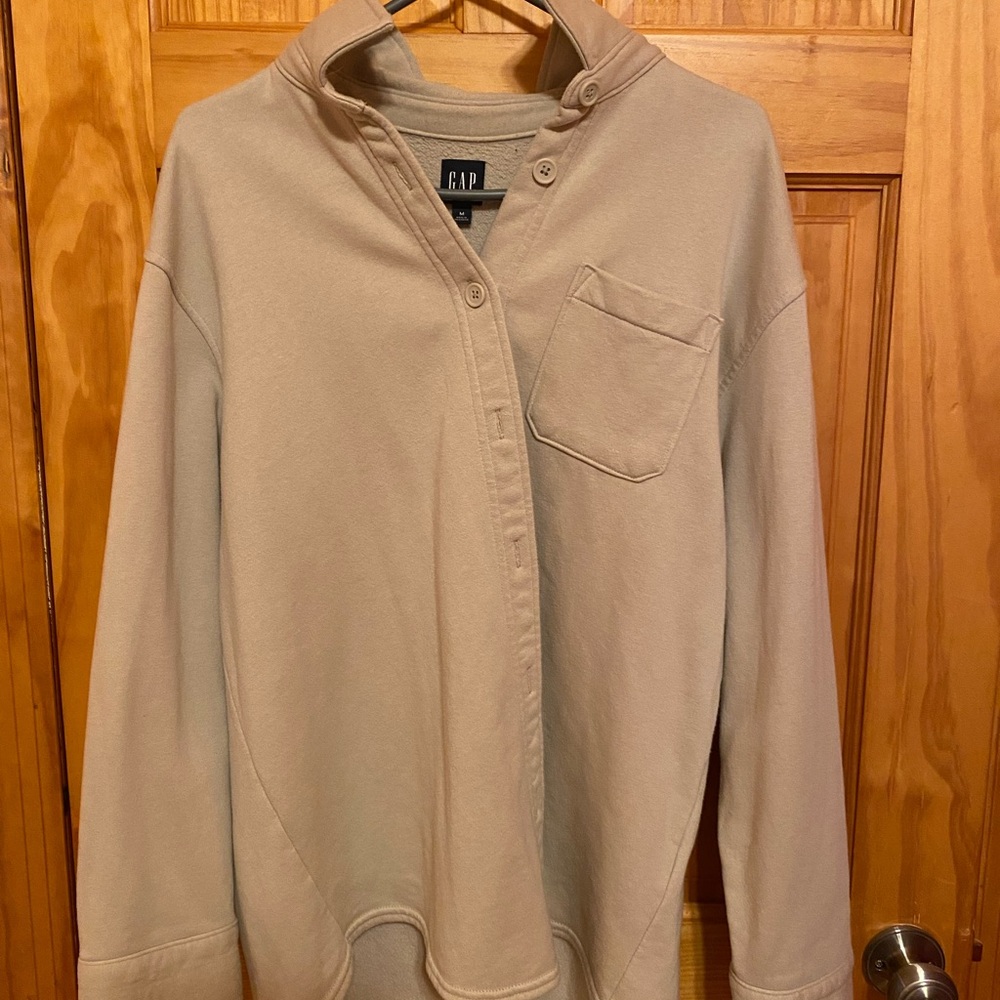 GAP Oversized Soft Button-Up Sweatshirt